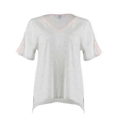 Women's Cotton Blend Lace Trim Short Sleeve Top and Pants Sleep Set