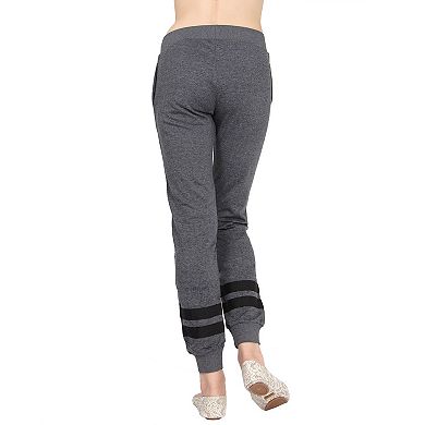 Women's Cotton Blend Jogger Pants with Contrast Ribbon Stripes