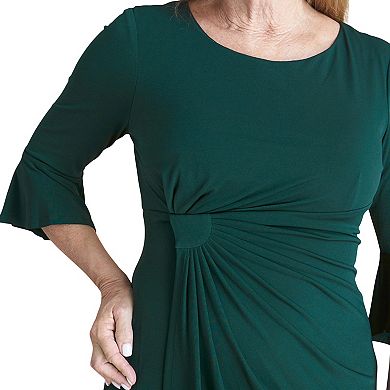 Women's Connected Apparel Bell Sleeve Faux Wrap Dress