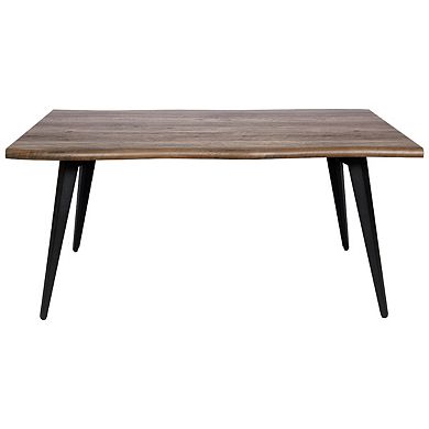 LeisureMod Ravenna Modern Rectangular Wood 63" Dining Table With Metal Legs