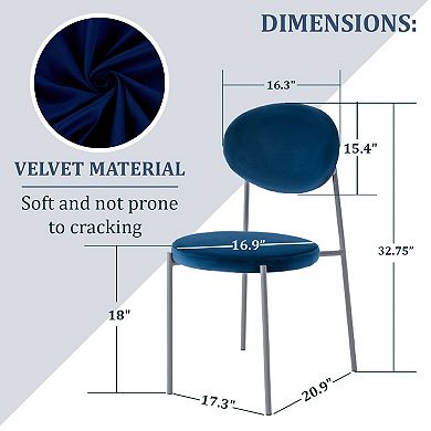 LeisureMod Euston Modern Velvet Dining Chair with Grey Steel Frame