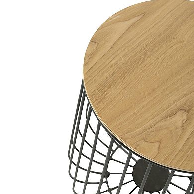 LeisureMod Runswick Modern Wood Top End Table With Metal Base