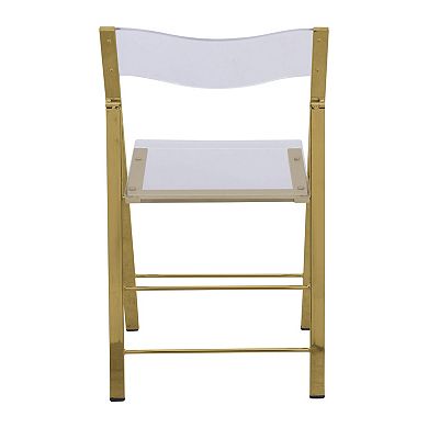 LeisureMod Menno Modern Acrylic Gold Base Folding Chair