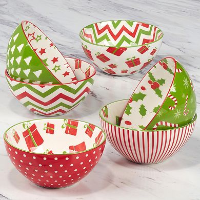 Certified International Set of 6 Holiday Fun All Purpose Bowls