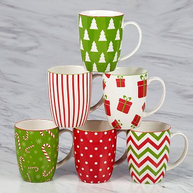 Certified International Set of 6 Holiday Fun Mugs