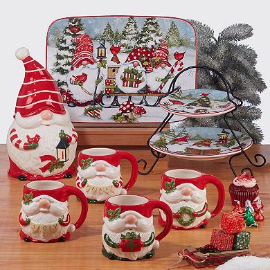 Certified International Set of 4 Christmas Gnomes Dinner Plates