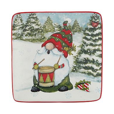 Certified International Set of 4 Christmas Gnomes Canape Plates