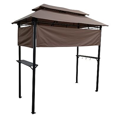F.C Design 8x4ft Grill Gazebo: Metal Gazebo with Soft Top Canopy, Steel Frame, Hook and Bar Counters