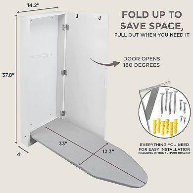Ivation Wall-Mounted Ironing Board Cabinet with Farmhouse Door