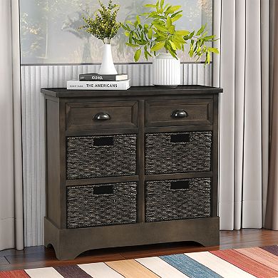 Merax Rustic Storage Cabinet with Two Drawers and Four Classic