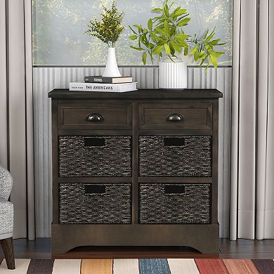Merax Rustic Storage Cabinet with Two Drawers and Four Classic