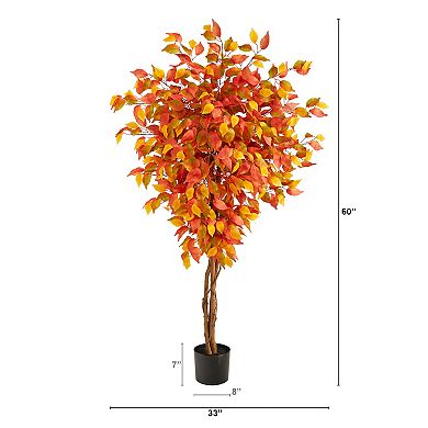 nearly natural 4.5ft. Artificial Autumn Fiddle Leaf Tree