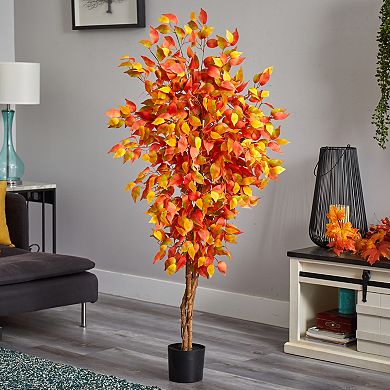 nearly natural 4.5ft. Artificial Autumn Fiddle Leaf Tree