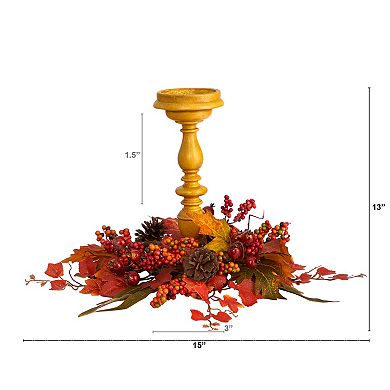 nearly natural 15" Harvest Fall Candelabrum Artificial Arrangement