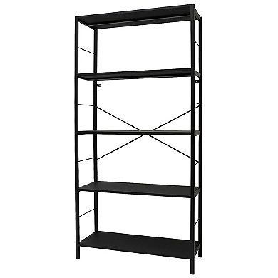 eHemco 5 Tier Modern Rustic Bookcase, 64 Inches Height