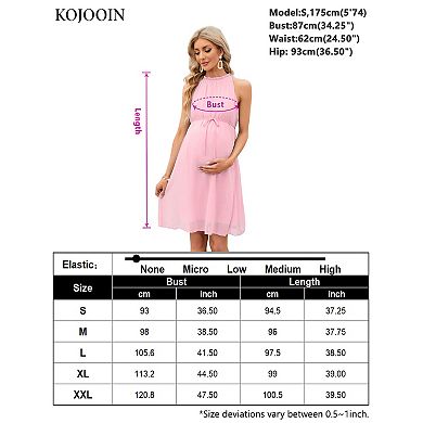 Maternity Ruffle Halter Neck Dress Summer Casual Boho Sleeveless High Waisted Flowy Midi Dress