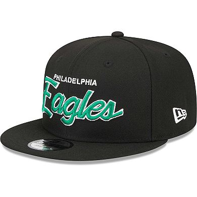 Men's New Era Black Philadelphia Eagles Main Script 9FIFTY Snapback Hat