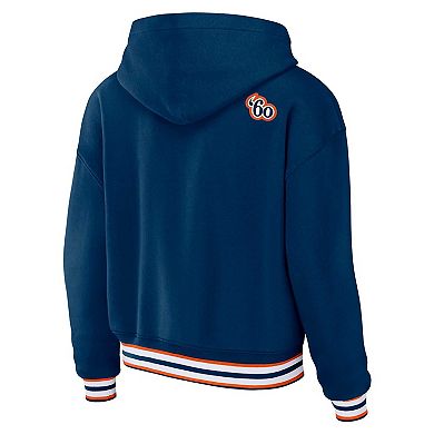 Women's WEAR by Erin Andrews Navy Denver Broncos Plus Size Lace-Up Pullover Hoodie