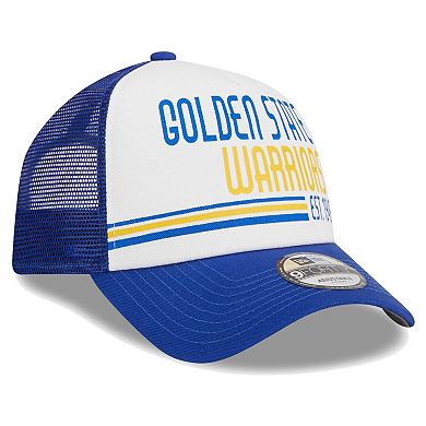 Men's New Era White Golden State Warriors Lift Pass Foam Front Trucker 9FORTY Adjustable Hat