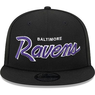 Men's New Era Black Baltimore Ravens Main Script 9FIFTY Snapback Hat