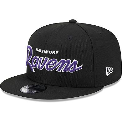 Men's New Era Black Baltimore Ravens Main Script 9FIFTY Snapback Hat