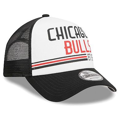 Men's New Era White Chicago Bulls Lift Pass Foam Front Trucker 9FORTY Adjustable Hat
