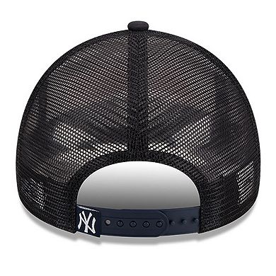 Men's New Era White/Navy New York Yankees Stacked A-Frame Trucker 9FORTY Adjustable Hat