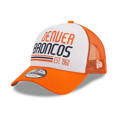 Men's New Era White/Orange Denver Broncos Stacked A-Frame Trucker 9FORTY Adjustable Hat