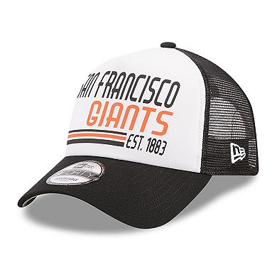 Men's New Era White/Black San Francisco Giants Stacked A-Frame Trucker 9FORTY Adjustable Hat