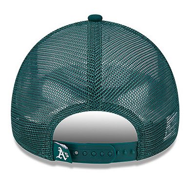Men's New Era White/Green Oakland Athletics Stacked A-Frame Trucker 9FORTY Adjustable Hat