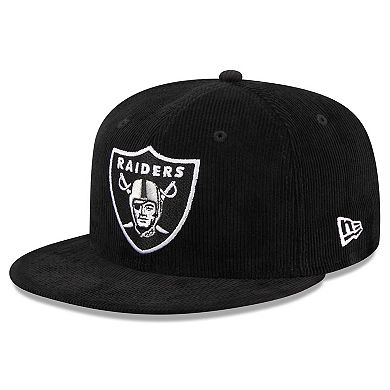 Men's New Era Black Las Vegas Raiders Throwback Cord 59FIFTY Fitted Hat
