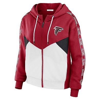 Women's WEAR by Erin Andrews Red/White Atlanta Falcons Plus Size Color Block Full-Zip Hoodie