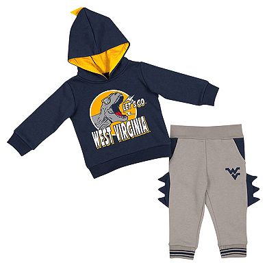 Infant Colosseum  Navy/Gray West Virginia Mountaineers Dino Pullover Hoodie and Pants Set