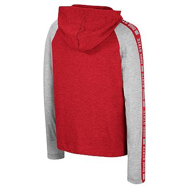 Youth Colosseum Scarlet Ohio State Buckeyes Ned Raglan Long Sleeve Hooded T-Shirt