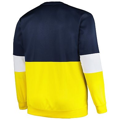 Men's Profile  Navy Michigan Wolverines Big & Tall Fleece Pullover Sweatshirt