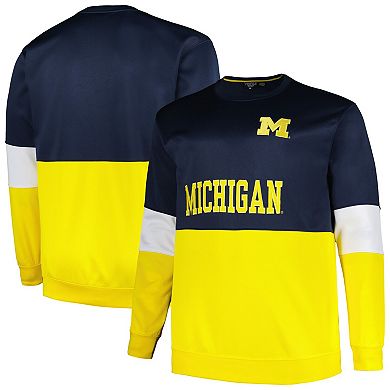 Men's Profile  Navy Michigan Wolverines Big & Tall Fleece Pullover Sweatshirt