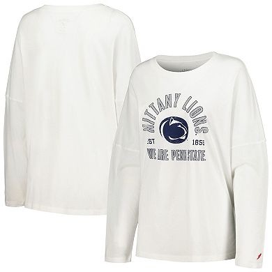 Women's League Collegiate Wear White Penn State Nittany Lions Clothesline Oversized Long Sleeve T-Shirt