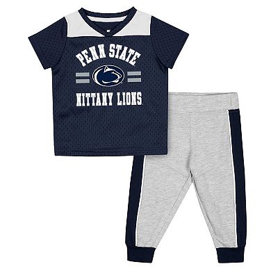 Infant Colosseum Navy/Heather Gray Penn State Nittany Lions Ka-Boot-It Jersey & Pants Set