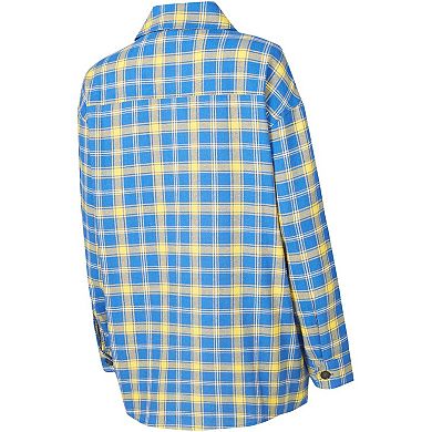 Women's College Concepts Blue/Gold Golden State Warriors Boyfriend Button-Up Nightshirt
