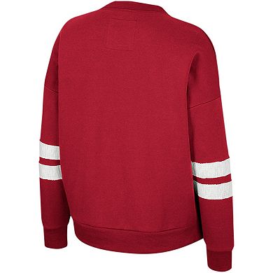 Women's Colosseum Crimson Washington State Cougars Perfect Date Notch Neck Pullover Sweatshirt