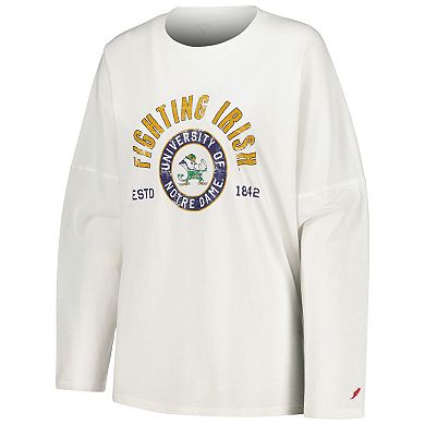 Women's League Collegiate Wear White Notre Dame Fighting Irish Clothesline Oversized Long Sleeve T-Shirt
