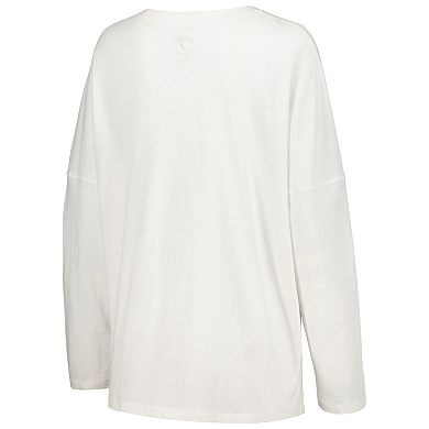 Women's League Collegiate Wear White Notre Dame Fighting Irish Clothesline Oversized Long Sleeve T-Shirt
