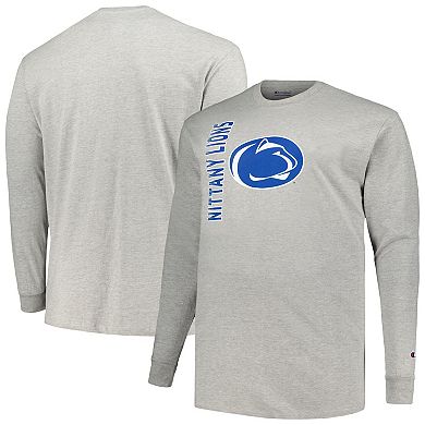 Men's Champion Heather Gray Penn State Nittany Lions Big & Tall Mascot Long Sleeve T-Shirt