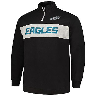 Men's Profile Black Philadelphia Eagles Big & Tall Fleece Quarter-Zip Jacket