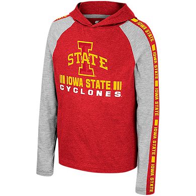 Youth Colosseum Cardinal Iowa State Cyclones Ned Raglan Long Sleeve Hooded T-Shirt