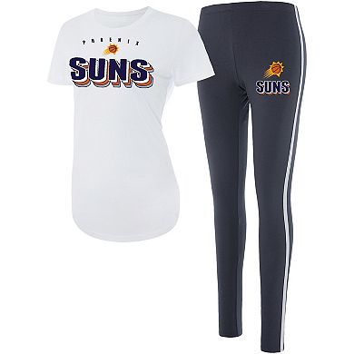 Women's Concepts Sport White/Charcoal Phoenix Suns Sonata T-Shirt & Leggings Sleep Set