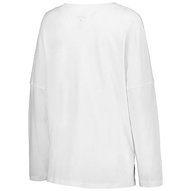 Women's League Collegiate Wear White Nebraska Huskers Clothesline Oversized Long Sleeve T-Shirt
