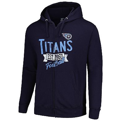 Men's Starter Navy Tennessee Titans Domestic Post Season Full-Zip Hoodie