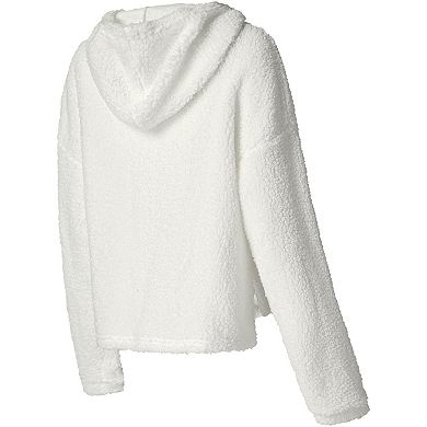 Women's College Concepts Cream Miami Heat Fluffy Long Sleeve Hoodie T-Shirt & Shorts Sleep Set