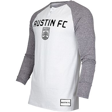 Men's Concepts Sport White/Charcoal Austin FC Concord Henley Raglan Long Sleeve T-Shirt